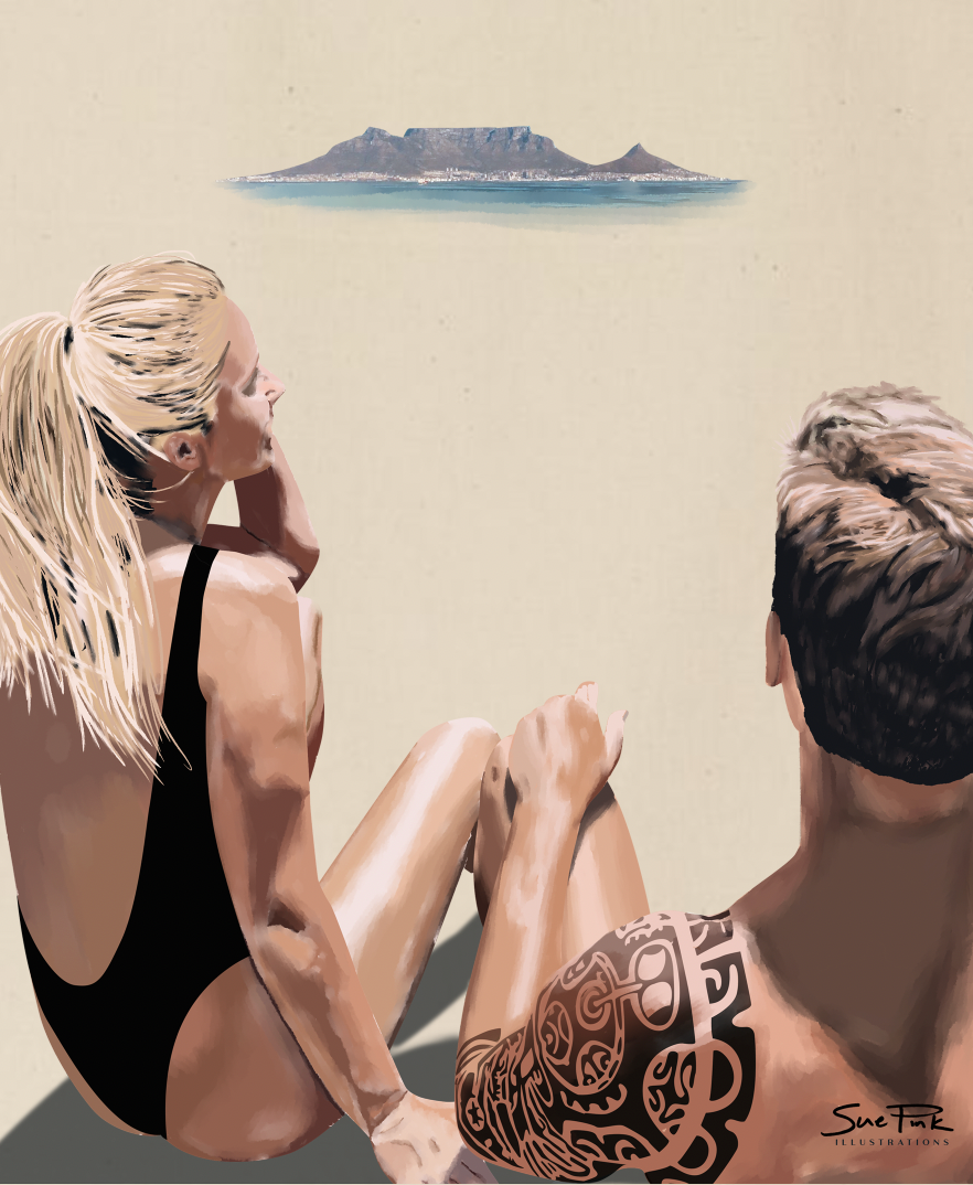 Table Mountain and Couple Tote Bag