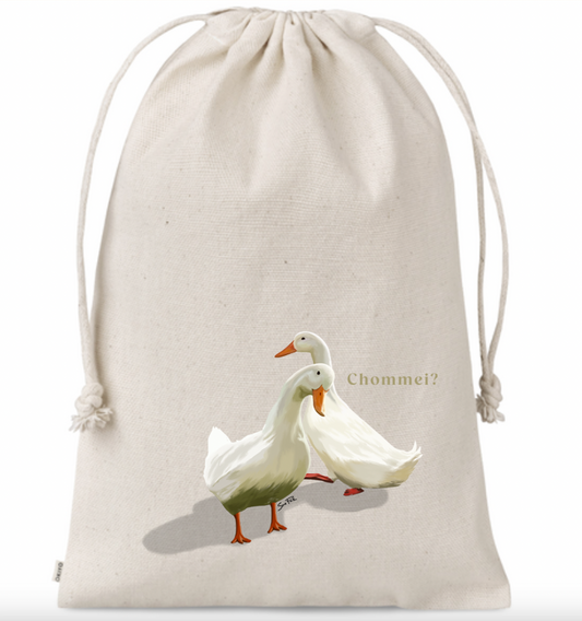 Chommie Ducks Cotton Drawstring Pouch